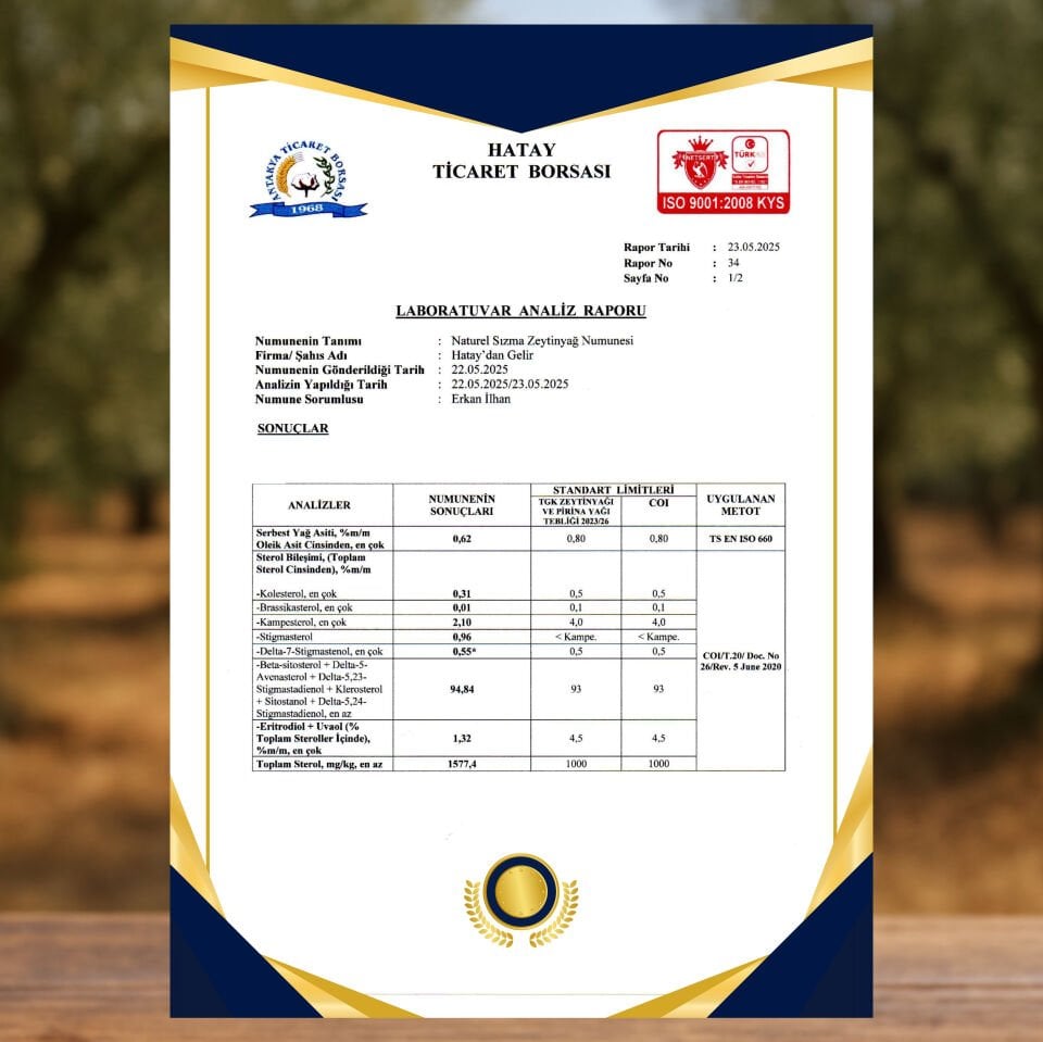 Zeytinyağı 0,5 Asit Soğuk Sıkım Cam Şişe (250 ml)